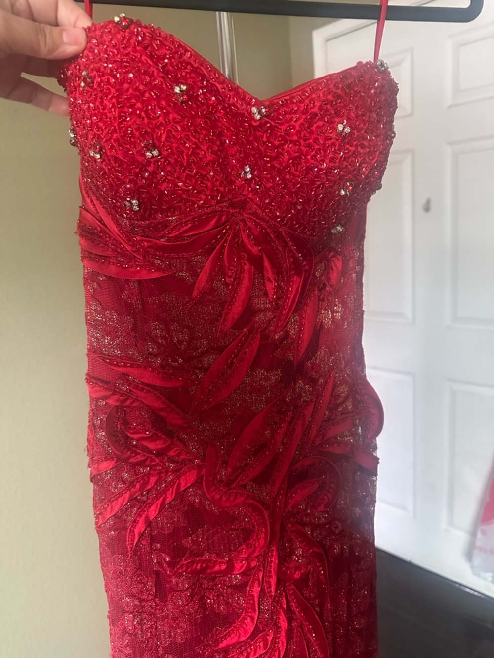 Aspeed Red Satin Evening Dress Label Detail